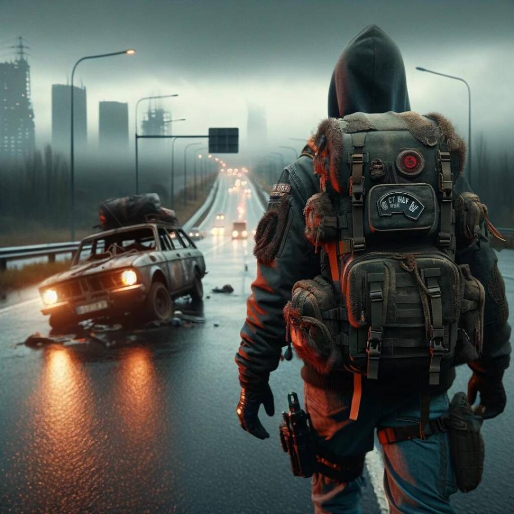 MAN-WALKING-HOME-WITH-GET-HOME-BAG-AFTER-AN-EMP-PREPPERTACTICS.COM